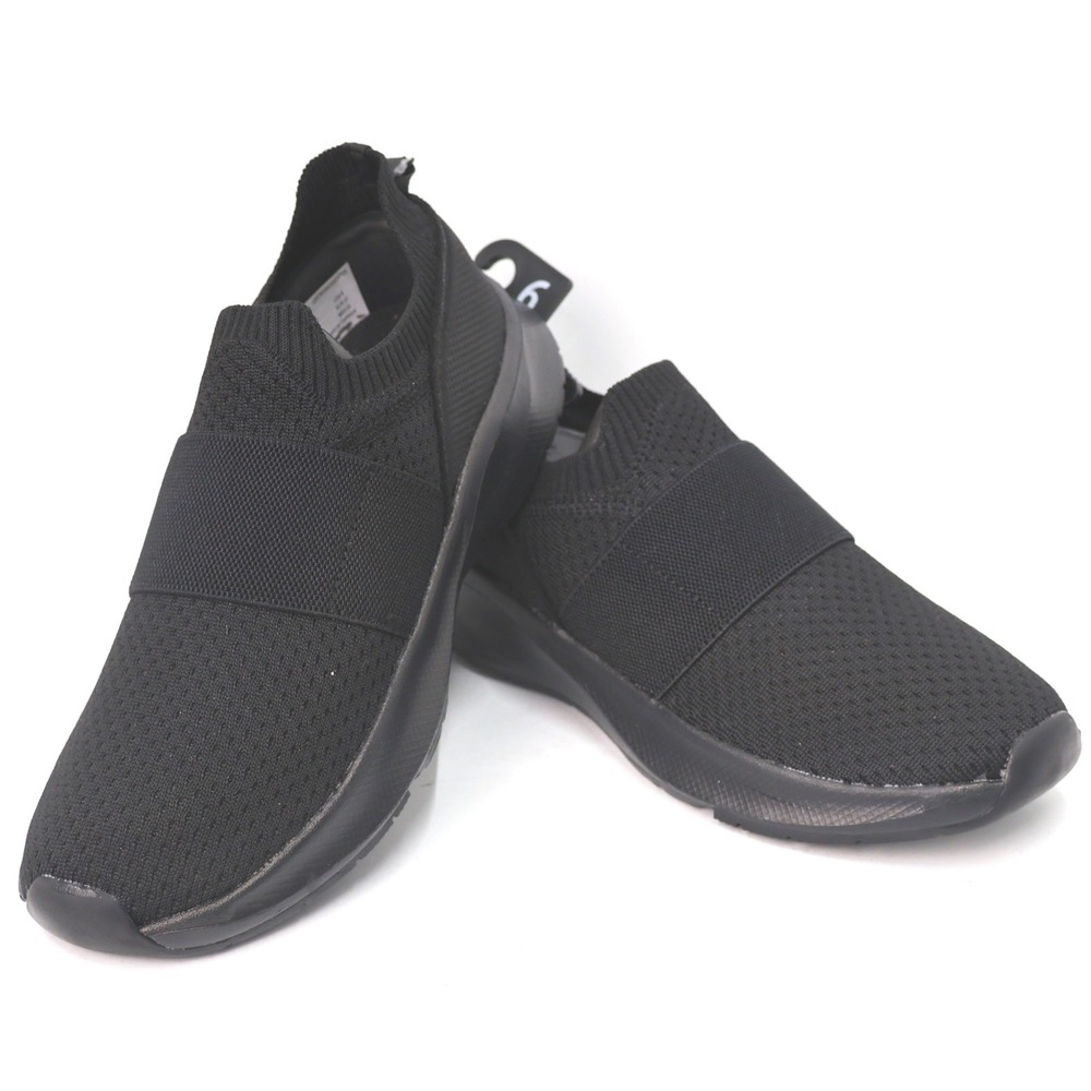 Athletic Works Slip On Sneakers Womens 6 Black New Knit Elastic WMAW25CA075L